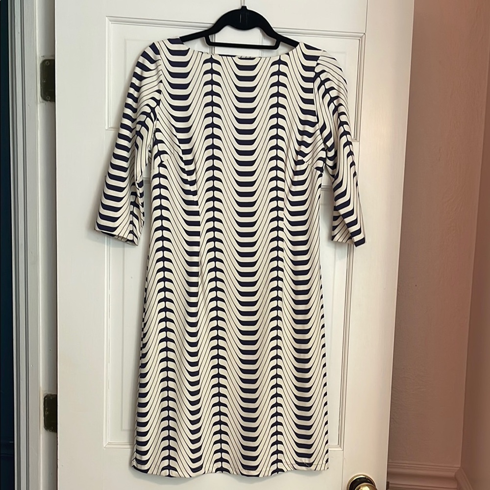 Elizabeth McKay Navy and White Chevron Dress
